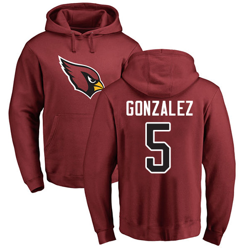 Arizona Cardinals Men Maroon Zane Gonzalez Name And Number Logo NFL Football #5 Pullover Hoodie Sweatshirts